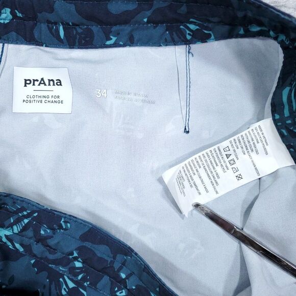 Prana Fenton Boardshorts Men's Size 34 9" Inseam Bluefin Camo Swim Blue - Picture 4 of 8